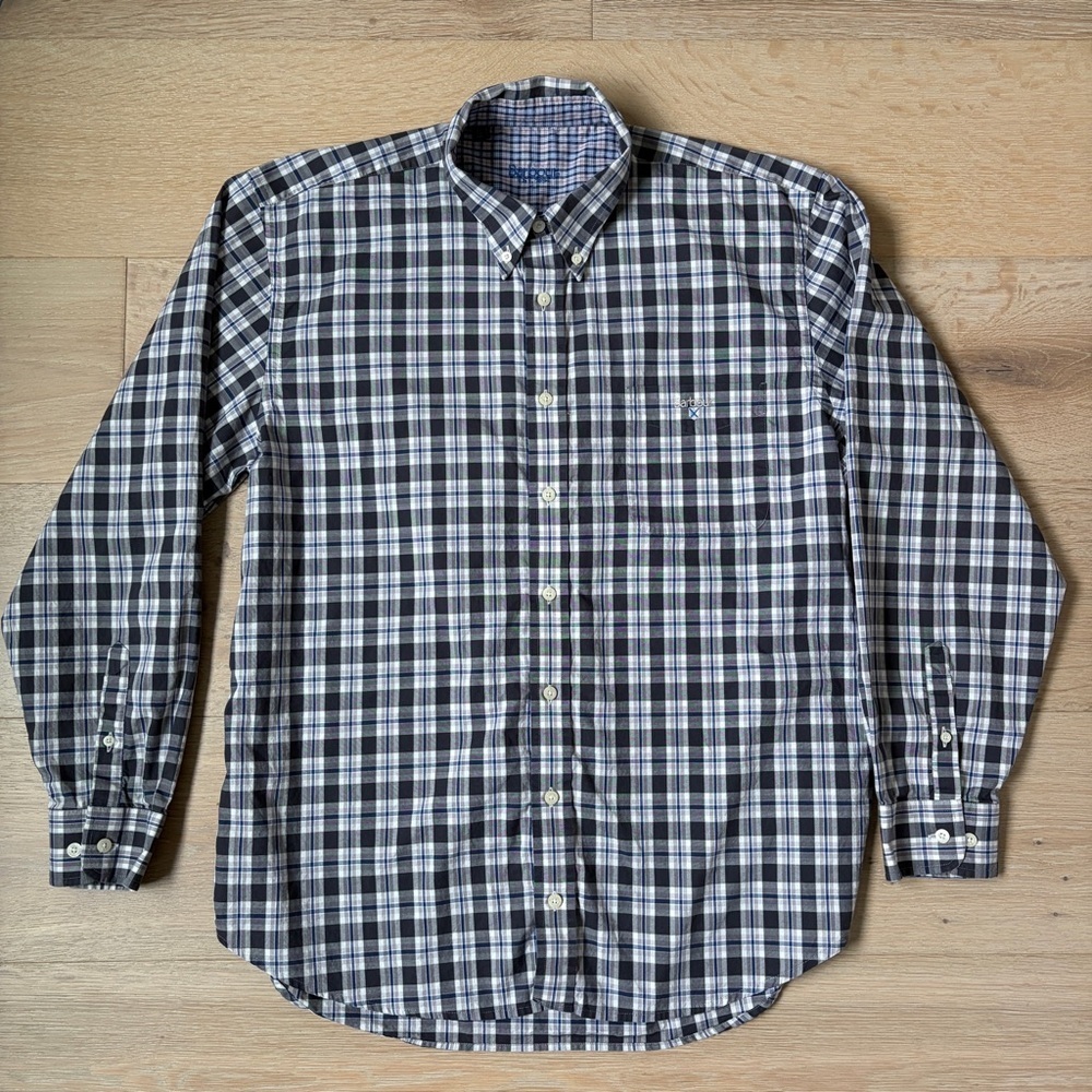 Barbour Plaid Button Down Shirt Men’s L Long Sleeve Cotton Pocket *Y9